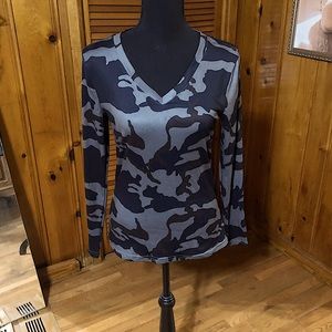 Camo V-neck top